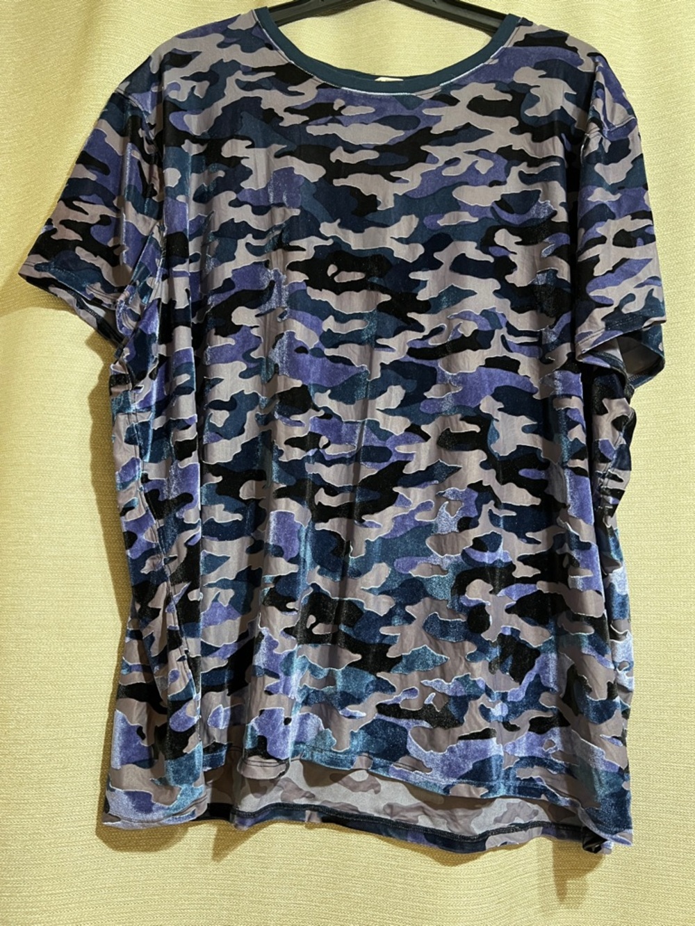 Free People We The Free Blue Camo Burnout Velvet Oversized Tee XL Streetwear
